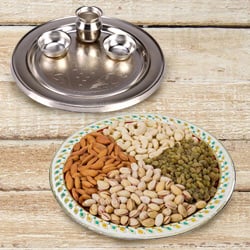 Silver Plated Thali with Assorted Dry Fruits...