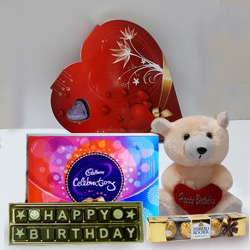 Say Happy Birthday with Teddy and Chocolate HAmper...
