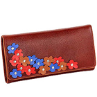 Blossom Themed Genuine Leather Wallet in Brown wit...