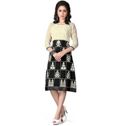 Exclusive Georgette Embroidered Kurti in Beige and Black Colour Exclusive Georgette Embroidered Kurti in Beige and Black Colour