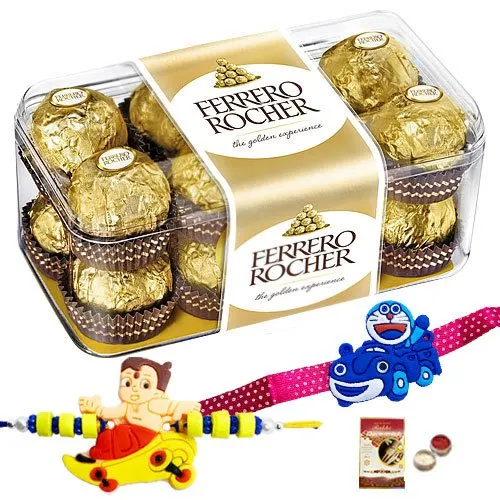 Free 2 Rakhi, Roli Tilak and Chawal with Delicious Ferrero Rocher