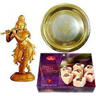 Intricate Krishna made of Sandalwood and Sweets Hamper Intricate Krishna made of Sandalwood and Sweets Hamper