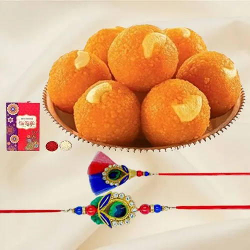 Boondi Ladoo n Rakhi Set for Bhaiya Bhabhi