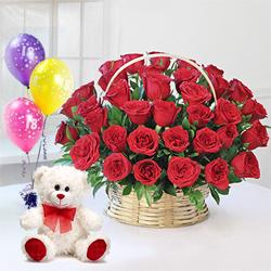 Angelic Red Roses along with a luscious Ferrero Rocher Chocolates Angelic Red Roses along with a luscious Ferrero Rocher Chocolates