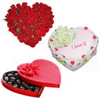 Wonderful 24 Red Roses with 1/2 Kg Heart Shaped Cake and Heart Shaped Chocolate Box Wonderful 24 Red Roses with 1/2 Kg Heart Shaped Cake and Heart Shaped Chocolate Box