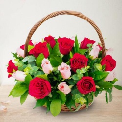 Classic Arrangement of 18 Pink and Red Roses for Mom Classic Arrangement of 18 Pink and Red Roses for Mom