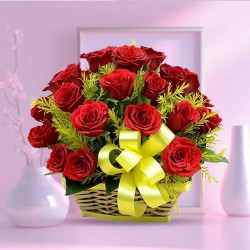Ever-Budding Romance with Red Roses in a Basket Ever-Budding Romance with Red Roses in a Basket