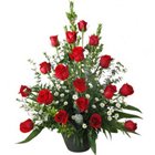 Mesmerizing 18 Red Coloured Roses in an Elegant Basket Mesmerizing 18 Red Coloured Roses in an Elegant Basket