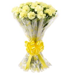 You can shop online for a fresh Hand Bouquet of Yellow Carnations Online in tissue wrapping You can shop online for a fresh Hand Bouquet of Yellow Carnations Online in tissue wrapping