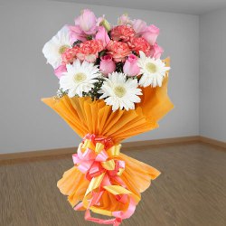 Unique Bouquet of Gerberas, Carnations and Roses Unique Bouquet of Gerberas, Carnations and Roses