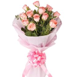 Eye-Catching Assemble of Pink Color Roses in Bouquet Eye-Catching Assemble of Pink Color Roses in Bouquet