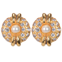 Dazzling Pearl Earrings Set Gold Plated with American Diamonds Dazzling Pearl Earrings Set Gold Plated with American Diamonds
