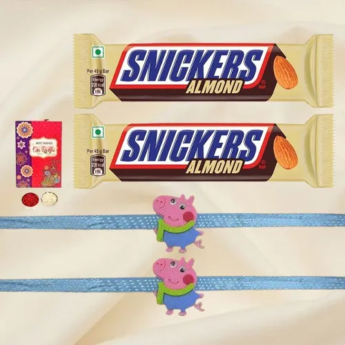 Classy Duel Peppa Pig Rakhi with Snickers Almond Bar