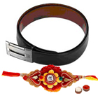 Stylish Reversible Leather Belt for gents with Rakhi and Roli Tilak Chawal Stylish Reversible Leather Belt for gents with Rakhi and Roli Tilak Chawal