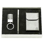 Graceful gift hamper with Steel finish Key Ring, Pen and a Visiting Card Holder Graceful gift hamper with Steel finish Key Ring, Pen and a Visiting Card Holder
