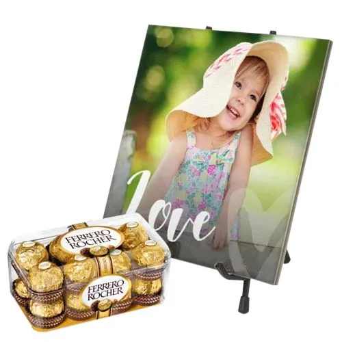 Elegant Personalized Photo Tile with Ferrero Rocher Chocolates