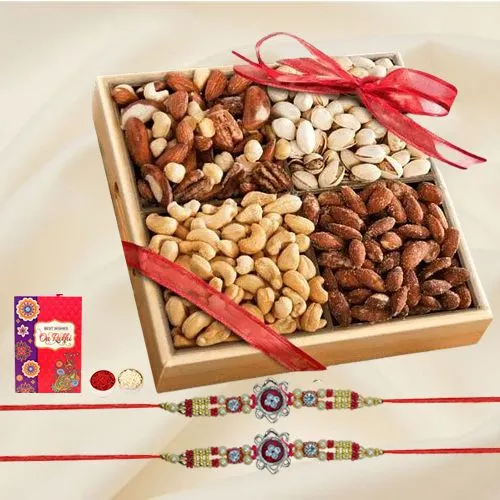 Lovely Rakhi Set with Salted Dry Fruits, Roli Tika n Card