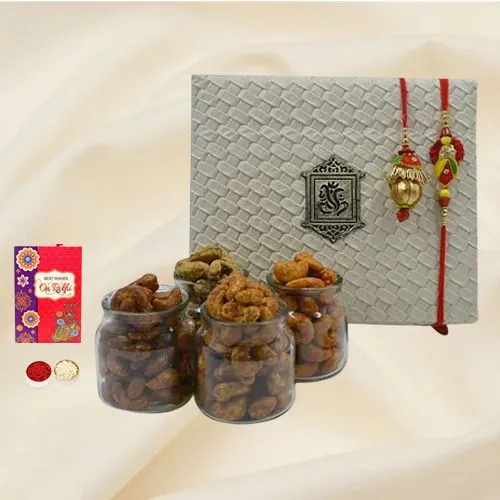 Showy Lumba Rakhi Set with Assorted Cashews