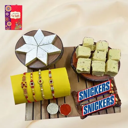 Finest Stone Rakhi with Haldiram Sweets N Imported Chocolate