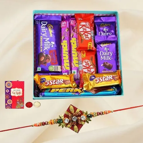 Rakhi n Card with Chocolate Marvels