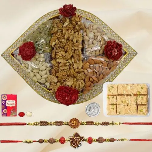 Festive Pair Rakhi n Dry Fruits