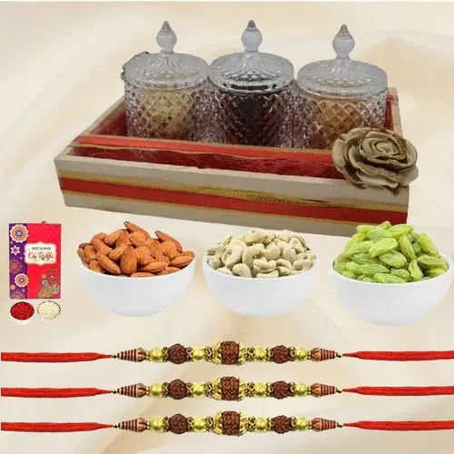 Rudraksha Rakhi Super Trio N Dry Fruits