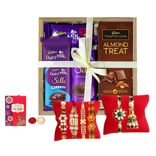 Premium Choco Baskets for Bhai Bahbhi with Fancy Rakhis