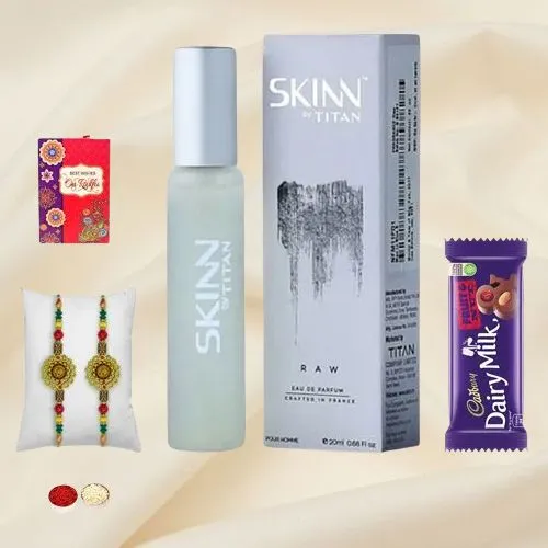 Skinn By Titan Perfume N Premium Om Rakhi Pair for Men