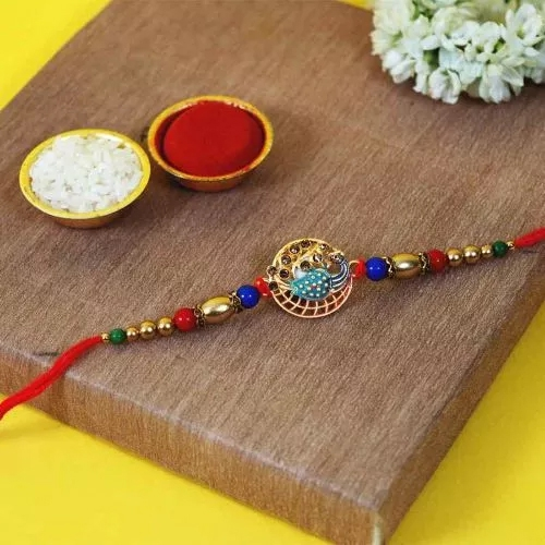 Beautiful Peacock Kundan Rakhi