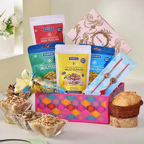 Ethnic Rakhi N Munchies Hamper