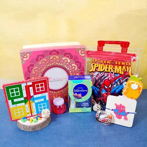 Fashionable Kids Rakhi with Games N Chocolate Combo