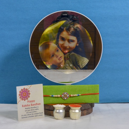 Classy Rakhi n Magic Mirror Photo Frame Gift Combo