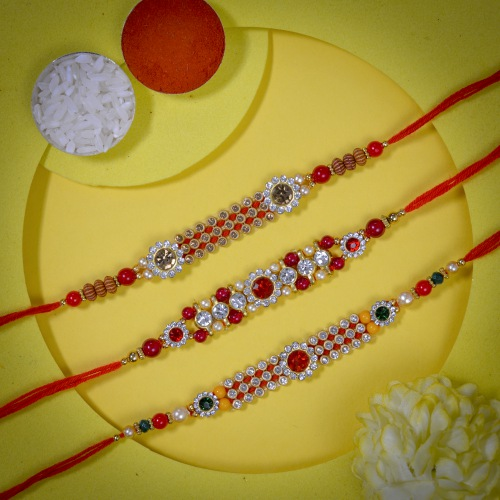 Exclusive Set of 3 AD Stone Rakhi