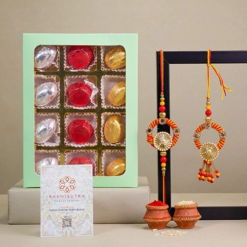 Attractive Bhaiya Bhabhi Rakhi N Homemade Chocolates Duo