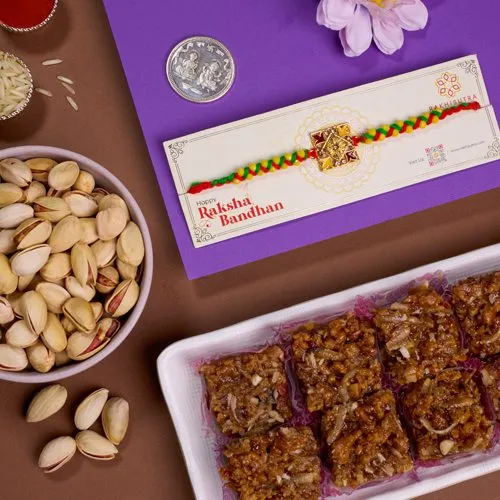 Festive Kundan Rakhi  N  Treats Combo