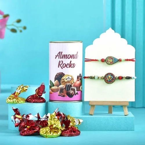 Elegant Rakhis with Almond Chocolates Combo