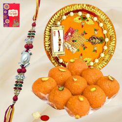 Unique Thali with Multicolored Rakhi Unique Thali with Multicolored Rakhi