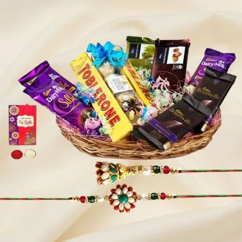 Bhaiya Bhabhi Rakhi Set with Chocolates Basket