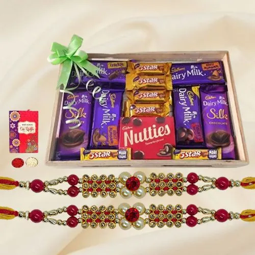 Twin Fancy Rakhi with Cadbury Assortment Tray