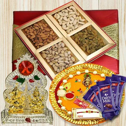 Rakhi Gift of Pooja Thali, Dry Fruits N Assortments