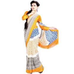 Outstanding Multicolor Georgette Satin Printed Saree Outstanding Multicolor Georgette Satin Printed Saree