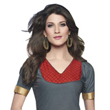 Fashionably Shaded in Grey and Red Cotton Printed Patiala Suit Fashionably Shaded in Grey and Red Cotton Printed Patiala Suit