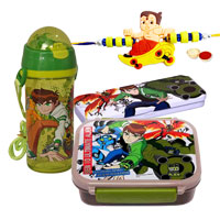 Go-to-School Set from Ben 10 with Ben 10 Rakhi and Roli Tilak Chawal Go-to-School Set from Ben 10 with Ben 10 Rakhi and Roli Tilak Chawal