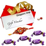 Shoppers Stop Gift Vouchers Worth Rs. 2000 and Chocolate with Rakhi and Roli Tilak Chawal Shoppers Stop Gift Vouchers Worth Rs. 2000 and Chocolate with Rakhi and Roli Tilak Chawal