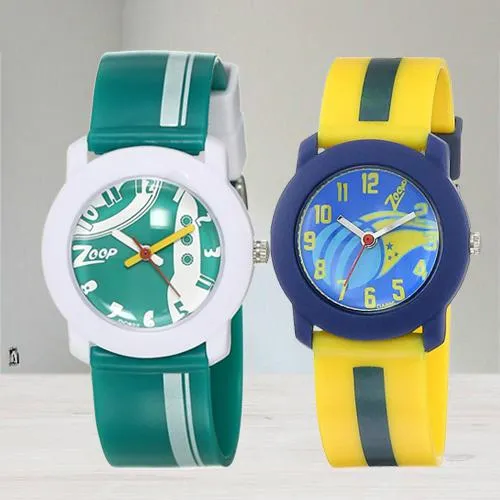 Special Gift in Ahmedabad Wonderful Zoop Analogue Green N Multicolor Kids Watch