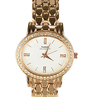 Trendy Round Dial Wrist Watch for Ladies in Golden Colour Trendy Round Dial Wrist Watch for Ladies in Golden Colour