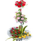 Elegant Roses, Carnations and Mixed Blossoms Assorted in 3 Tiers Elegant Roses, Carnations and Mixed Blossoms Assorted in 3 Tiers