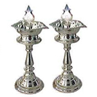 Puja Items - Silver Plated Lamp Set Puja Items - Silver Plated Lamp Set